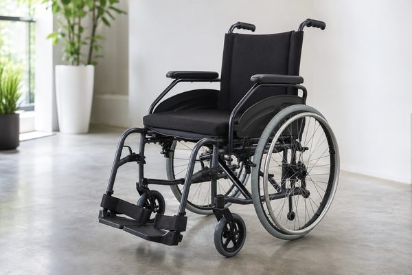 Fauteuil roulant manuel d'occasion à grandes roues arrière et cadre pliant